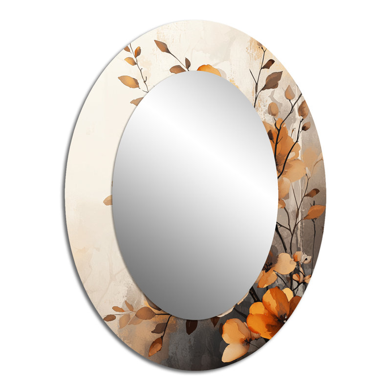 Miroir mural ovale orange et gris, 40 po x 30 po