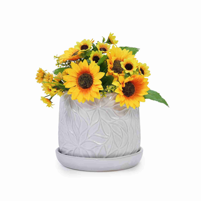 Pot de fleurs en céramique de haute qualité, Blanc brillant