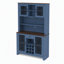 Buffet de rangement rustique pour garde-manger avec prises à DEL, portes, tablettes et porte-bouteilles pour salle à manger-1188490663