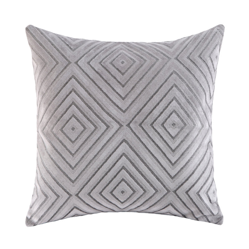 Set of 2 diamond-patterned embossed design throw pillow 18"x18" with INSERTs, Silver