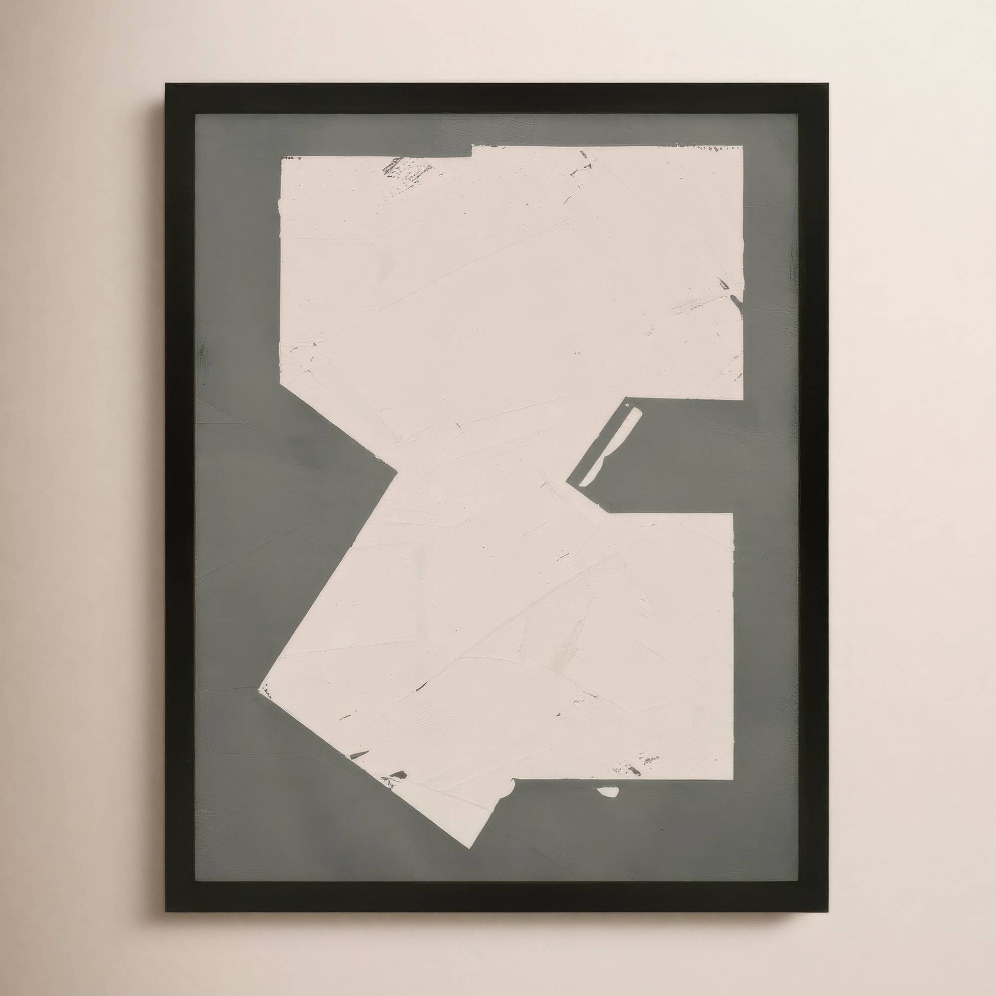 Equipoise In Greige III by Ivo Stoyanov, 16" W x 20" H, Black