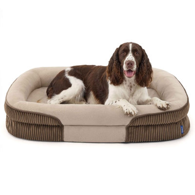 Bedsure Orthopedic Dog Beds Large Sized Dog - 360° Oval Bolster Large Dogs Bed for Senior Dogs with Waterproof Washable Cover, Big Comfort Pet Sofa Couch with Ultra-Soft Fleece