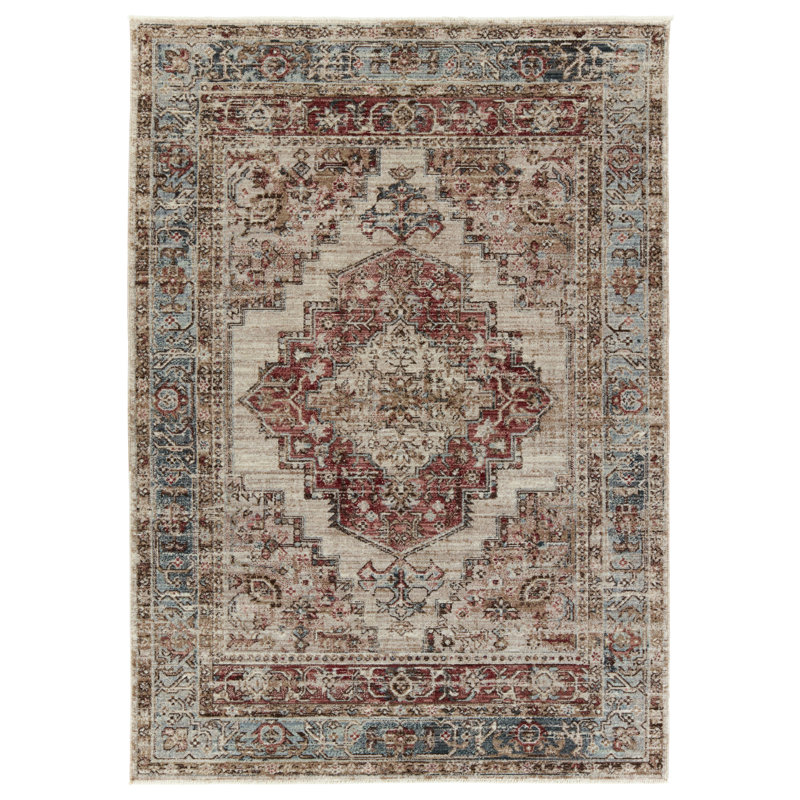 Tapis rouge / bleu Emory, Rectangle 4 pi x 5 pi 2 po