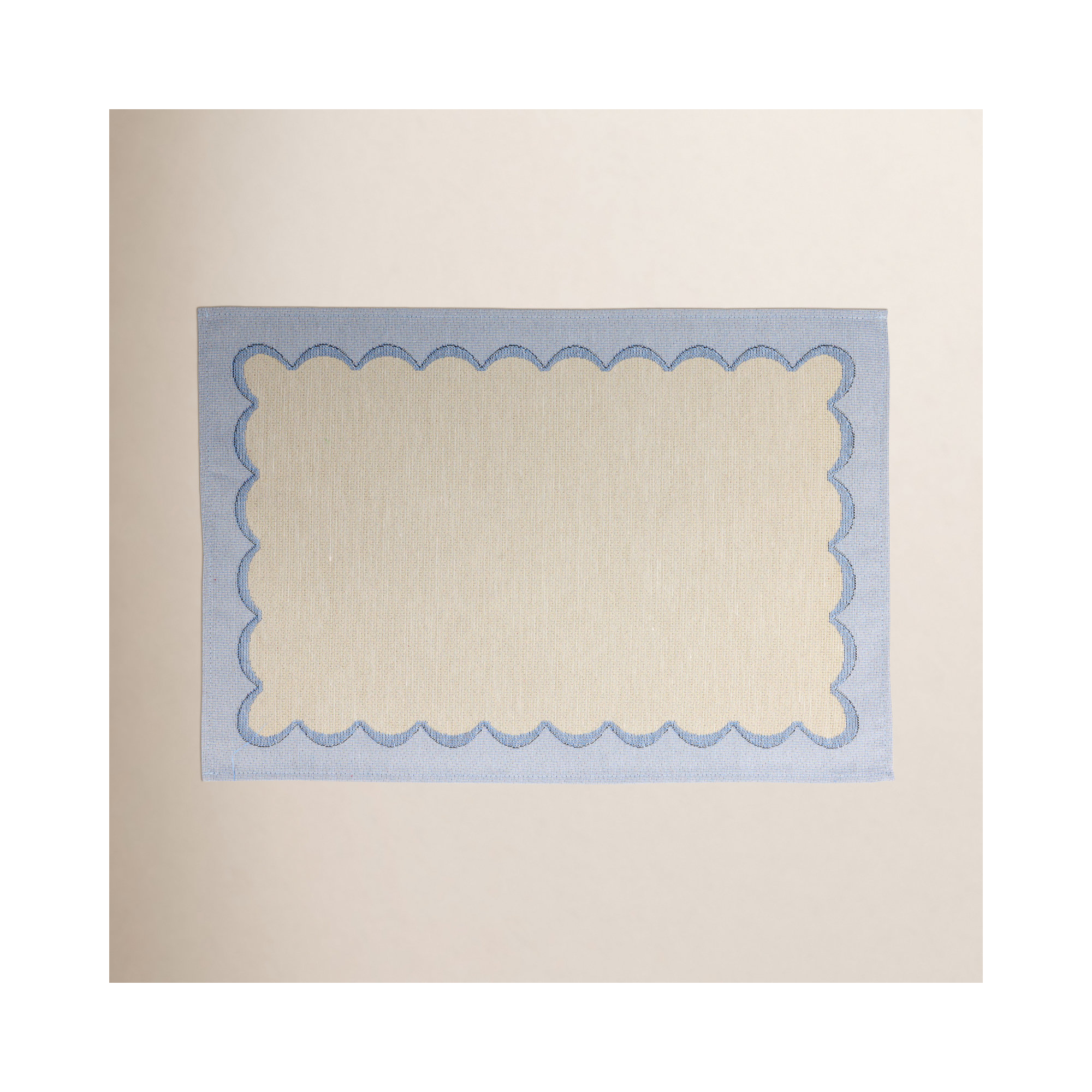 Tavola Scalloped Placemats - Set Of 4, Blue/Beige