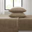Drap simple taupe - 100% pour un espace de sommeil confortable, brossé des deux côtés, livré avec un drap plat, des draps-housses et une taie d'oreiller, des matelas élastiques de 16 po, 3 pièces lavables à la machine dans un ton doux