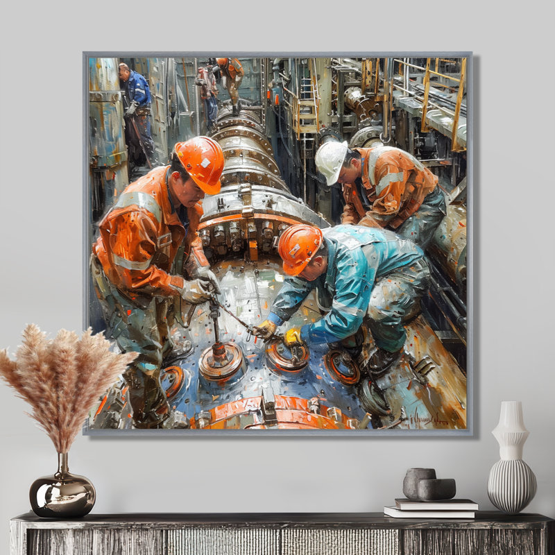 Décorations murales grises et grises grises orange, Toile argentée avec cadre flottant, H 16 po x l 16 po x P 1 po