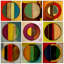 «Textured Circles Green and Red», ensemble de 9 toiles d'art mural
