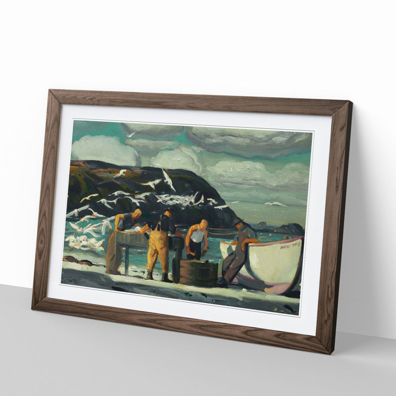 Cleaning Fish by George Bellows - Picture Frame Painting, Walnut Framed, 27cm H x 36cm W x 2cm D