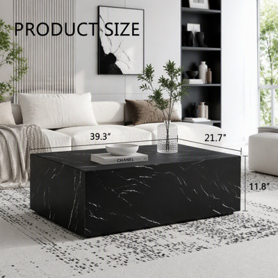 Table basse rectangulaire en MDF avec texture de marbre