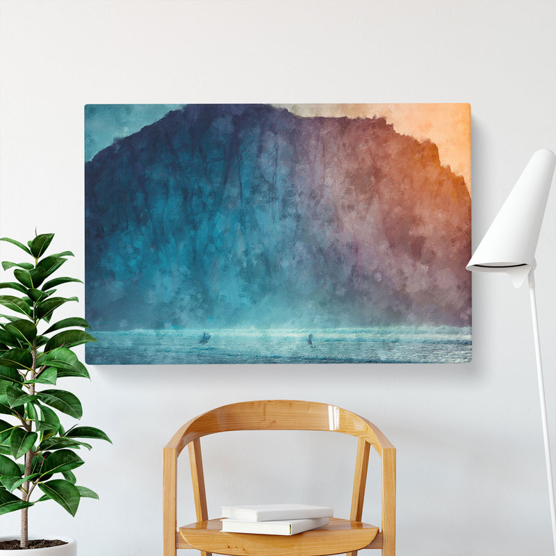 Surfing by Morro Rock - Wrapped Canvas, 40cm H x 60cm W x 3cm D