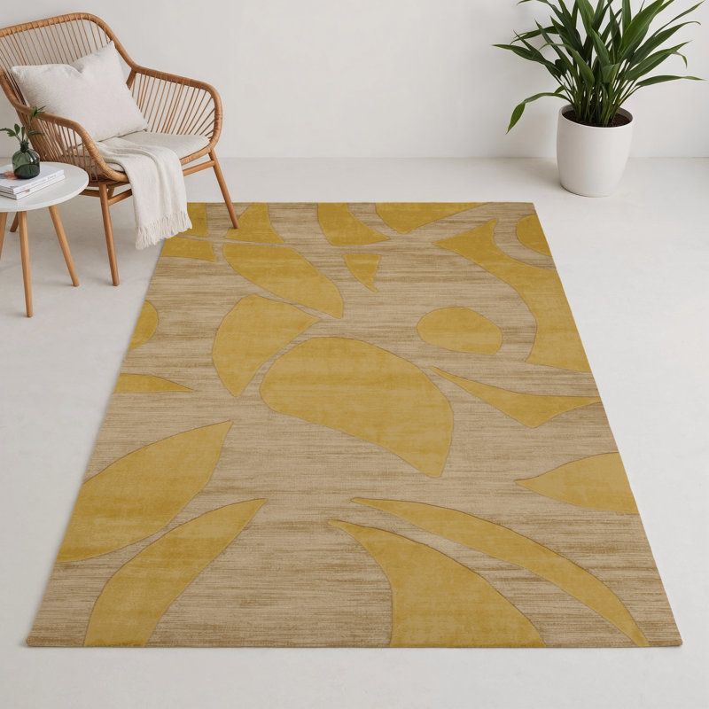 Tapis brun abstrait intérieur et extérieur, Rectangulaire 3 pi x 5 pi