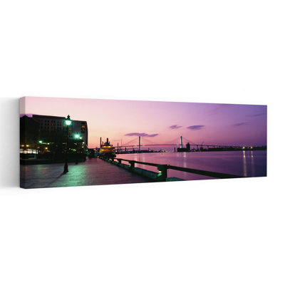 Bridge Across A River Savannah River Atlanta Georgia USA by James Schwabel - Wrapped Canvas Panoramic Print