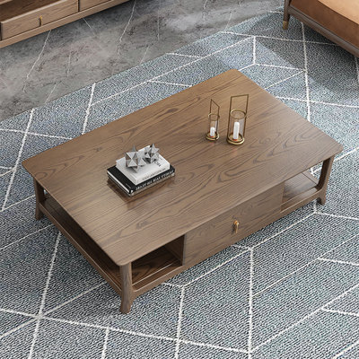 Table basse moderne et simple à double tiroir