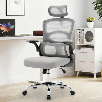 Ergonomic High-Back Office Chair with Mesh Seat, Adjustable Headrest & Armrests, Rolling Swivel Desk Chair