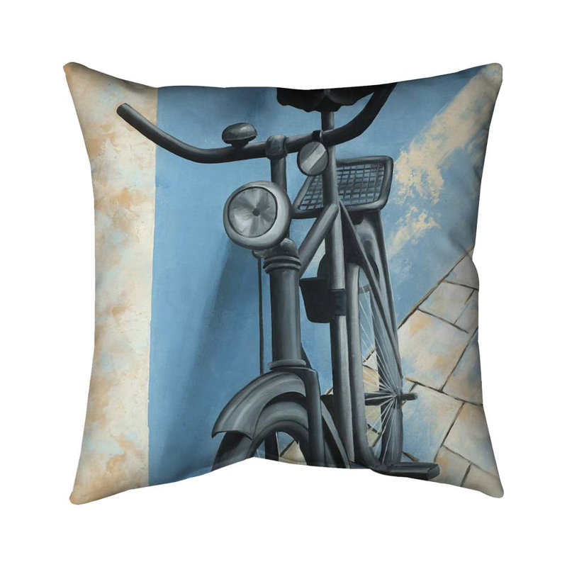 Abandoned bicycle - 26"x26" Throw pillow - Poly twill - Print on demand, Blue/Gray, 26" H x 26" W, Polyester/Polyfill