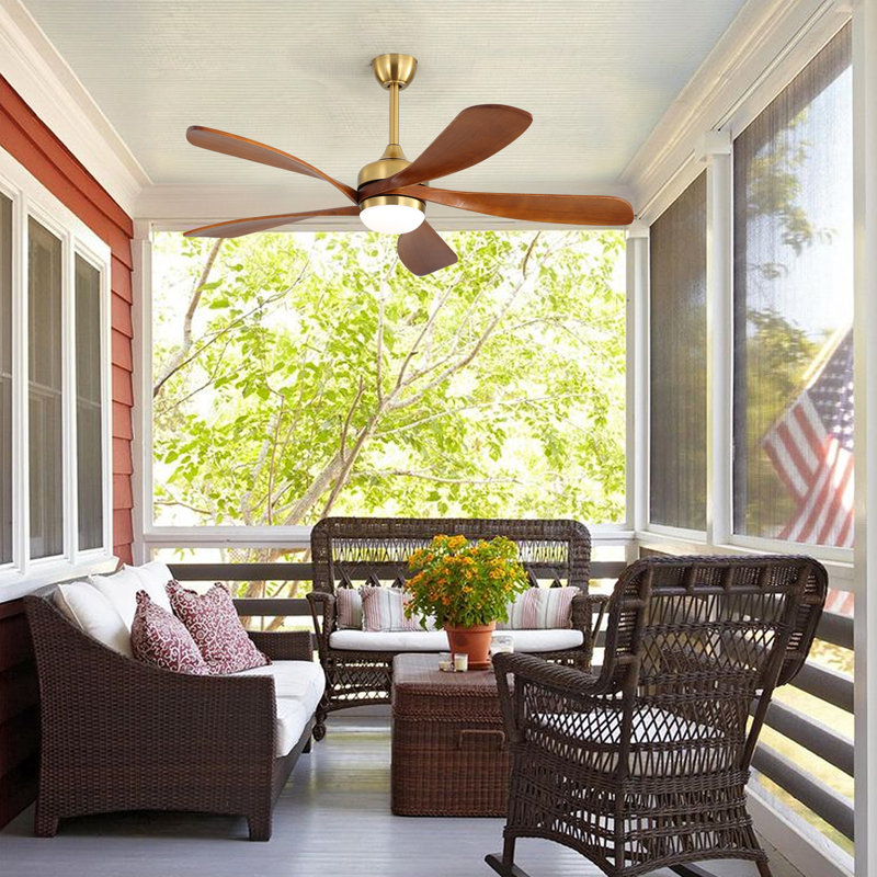  52"Ceiling Fan With Light And Remote Control, 6-Speed Reversible Quiet Dc Motor, 3 Color Temperatures Led Light, 3 Timer Settings, Adjustable Height For Large Room, Bedroom, Living Room,Walnut