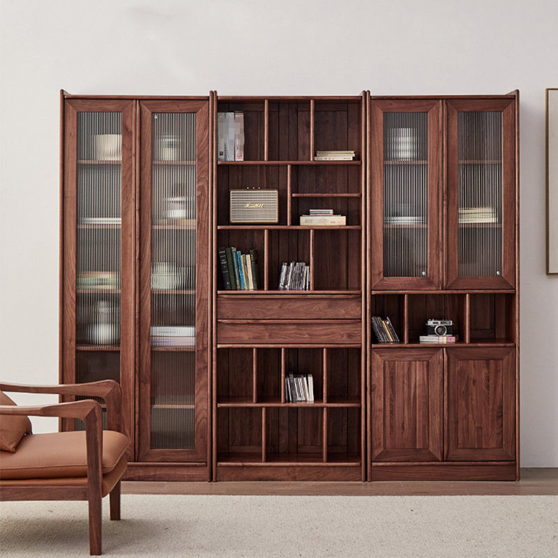 Bibliothèque en bois de noyer noir pur