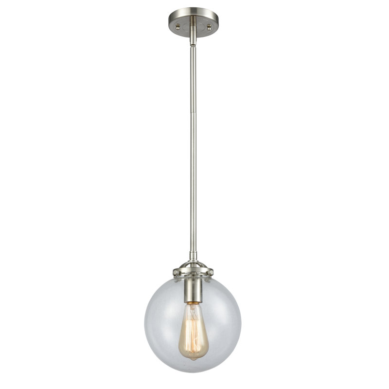 Clementina 1 - Light Single Pendant, Brushed Satin Nickel, LED, Clear