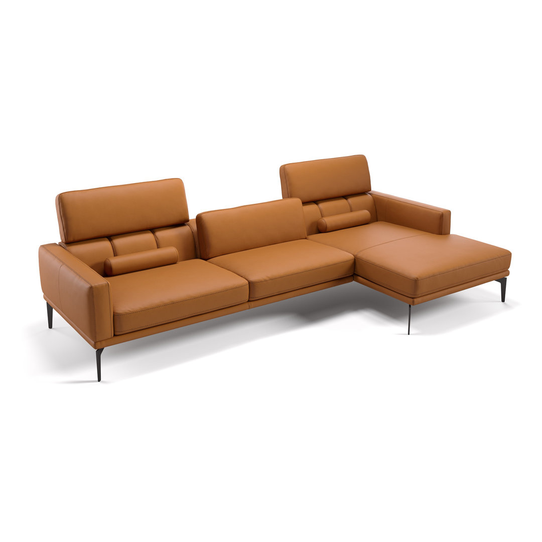 Perspections Leder Ecksofa Czupka Creme Rechts mit Funktionen