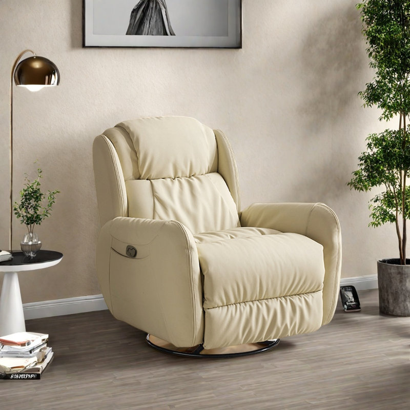 Natural ecological leather leisure chair, Beige