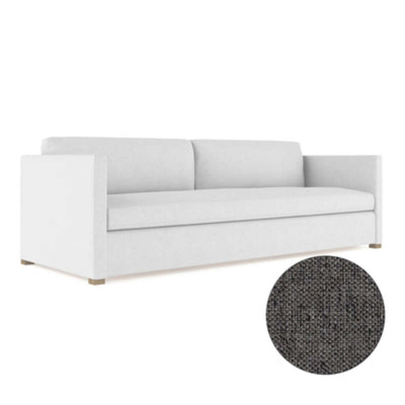 Madison Sofa, 33" H x 120" W x 41" D, Pebble Weave Linen Graphite, Dark Brown