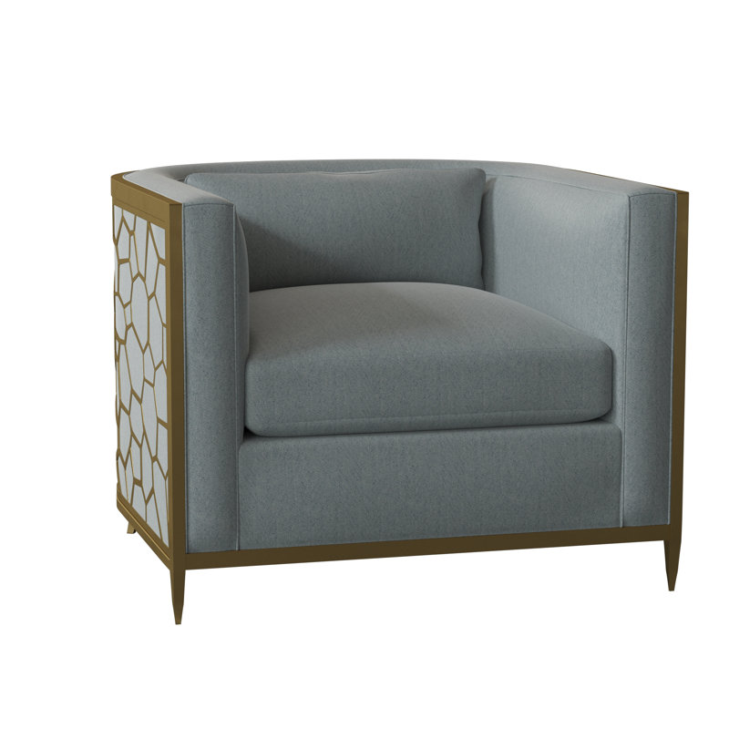 Caracole Upholstery Barrel Chair, Off-white Linen, Gold