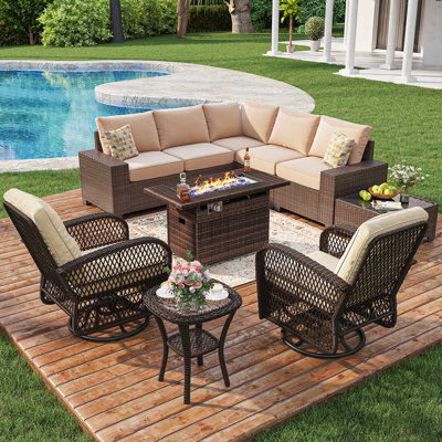 7 - Person Outdoor Seating Group with Fire Fit Table