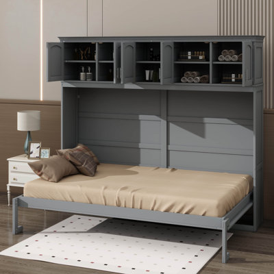 Lit escamotable double pleine grandeur - Comprend des modules de rangement pratiques et spacieux pour une organisation optimale