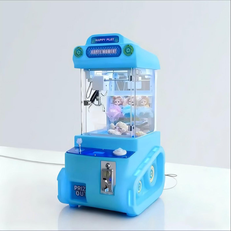 Machine à pince de table lumineuse, à pièces, avec manette, idéale pour les salles de jeux à domicile, les fêtes d'anniversaire et les moments de détente en famille, bleue.