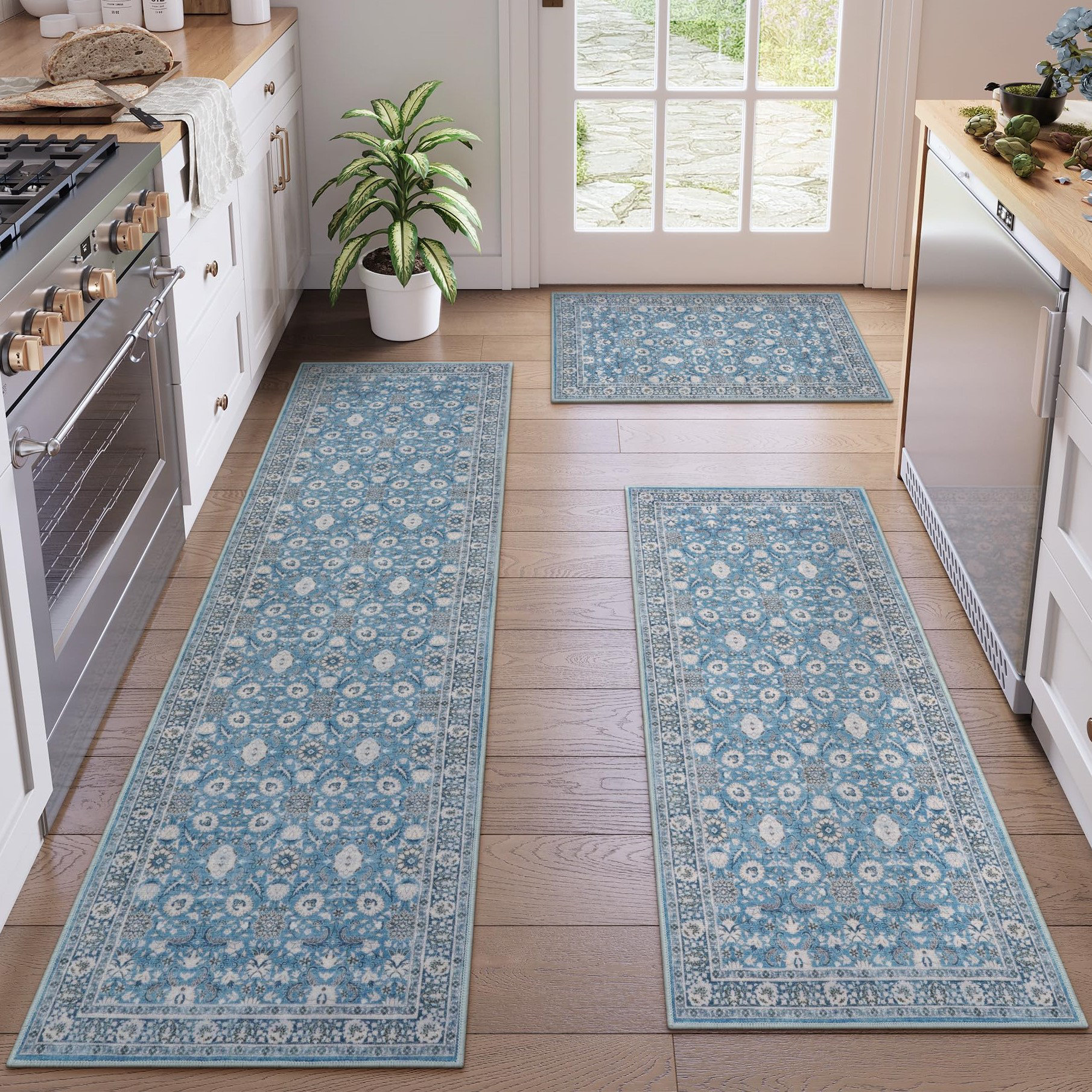 Prep & Savour 3 Pieces Kitchen Rugs Set Non Skid Kitchen Rugs 20