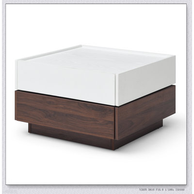 Table basse rotative à 2 tiroirs, table centrale à 2 niveaux en bois de haute qualité pour un rangement et une présentation élégants