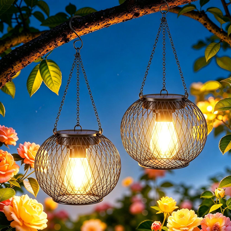 15'' Solar Powered Integrated LED Barrel Lantern, Black