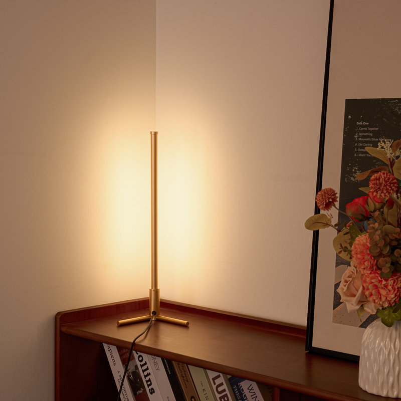 Loxley Metal USB Table Lamp Dimmable Minimalist Color-changing Corner Table Lamp, Gold