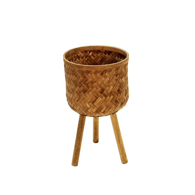 S/3 Bamboo Planters 11/13/15" Brown