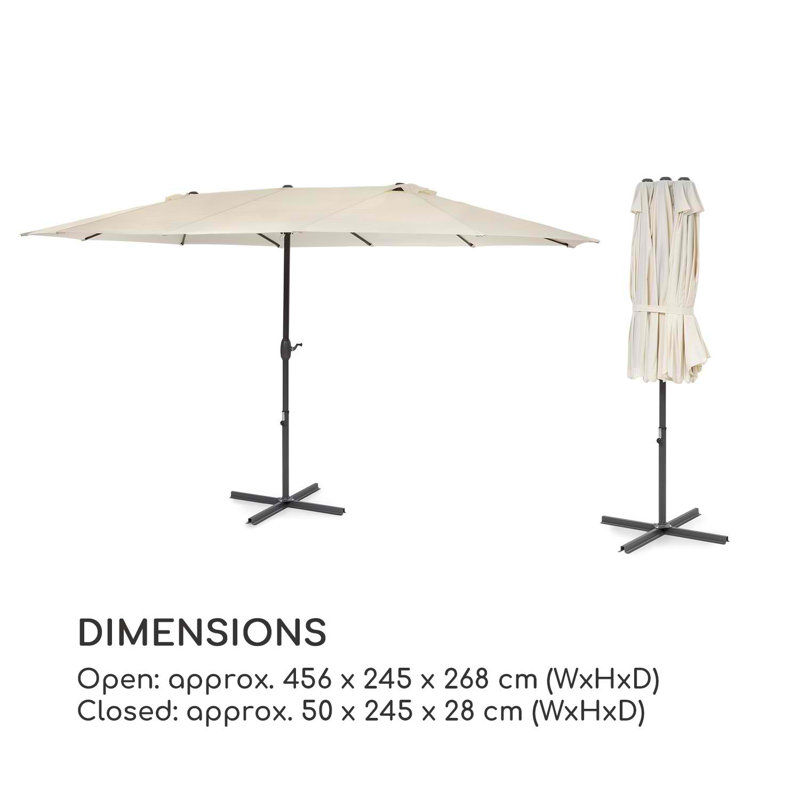 46.5cm X 14.5cm Rectangular Parasol, Cream