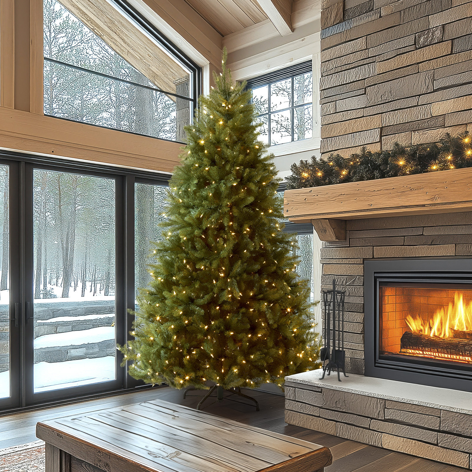 Leterra Dunhill Pre-Lit Fir Christmas Tree, 9'