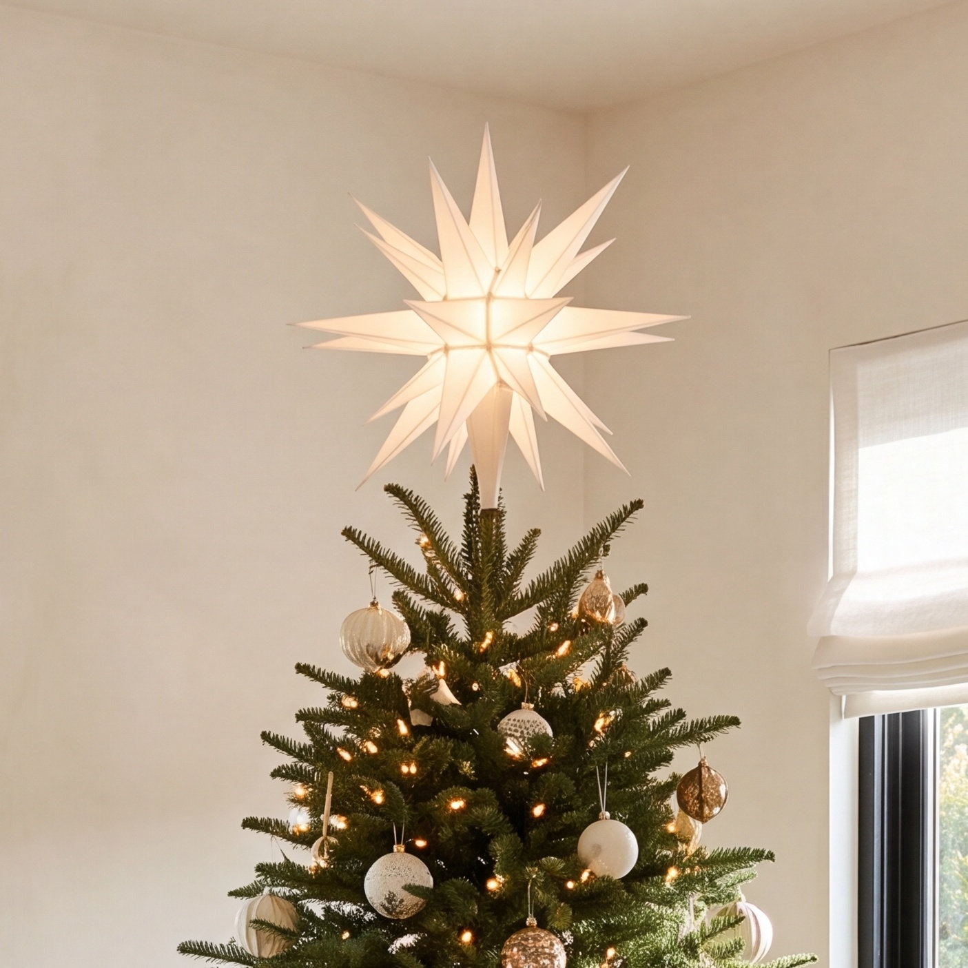 Pre-Lit Tree Topper, 12" H x 12" W x 12" D