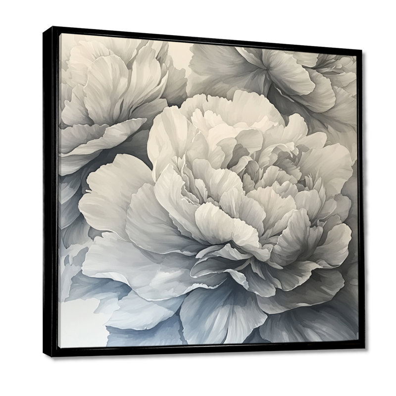 Kinnear - Floral Wall Art, Floater Framed Print, Black, 16" H x 16" W