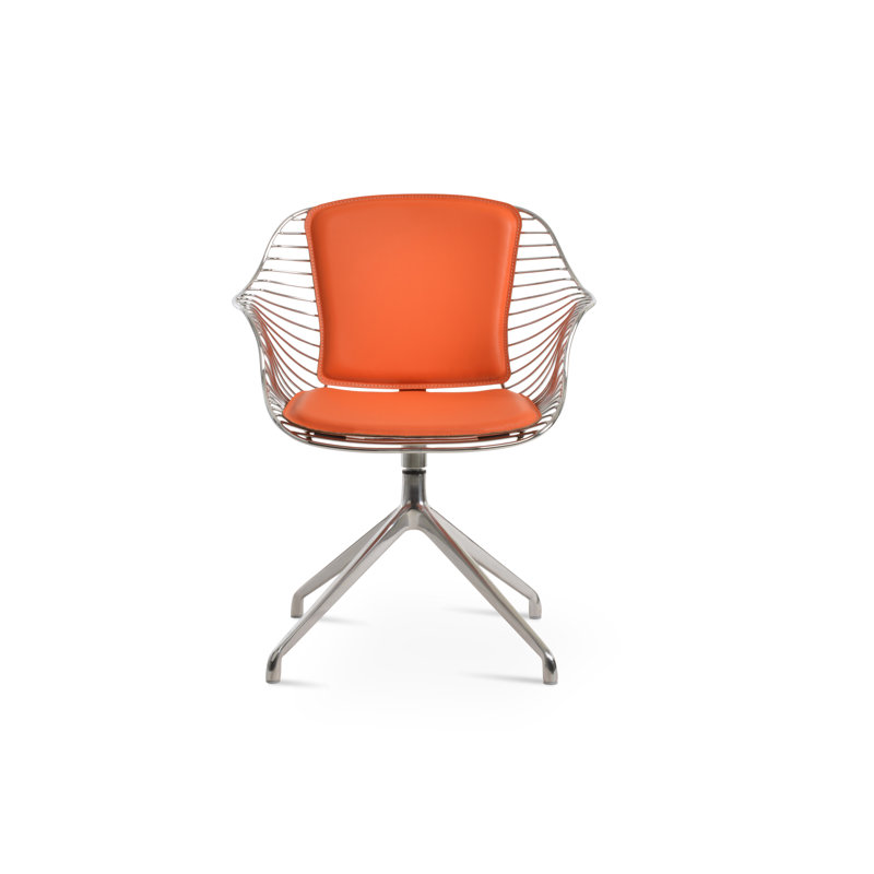 Zebra Spider Swivel Armchair, Aluminium, Orange