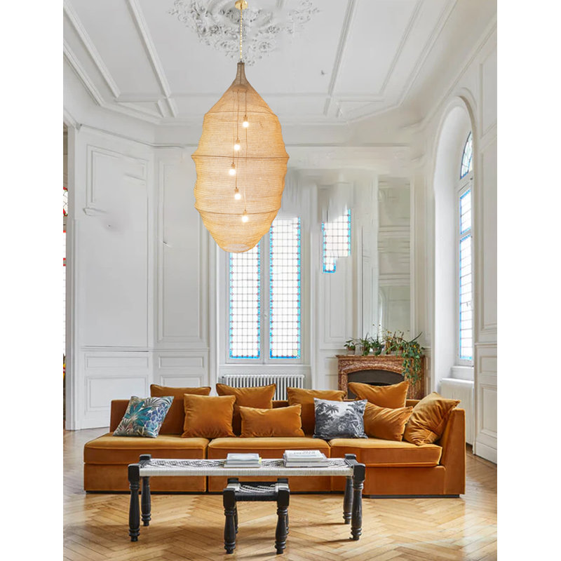 Lustre panier en maille dorée à 5 lumières Arbnora