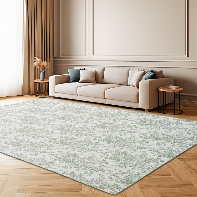 Laura Ashley Bedford Machine Washable Imagine Printed Chenille Rugs 1-Piece, Rectangle 8' x 10'