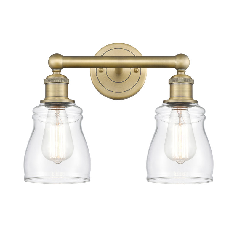 Éclairage pour meuble-lavabo à 2 lumières, Transparent, Laiton brossé