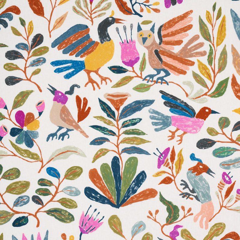 Schumacher x Abel Macias Canopy Fabric, Green/Red/Yellow