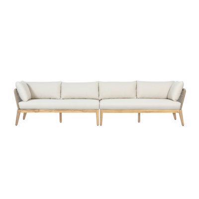 Malyna 128.35'' Wide Rectangle Teak with Cushions