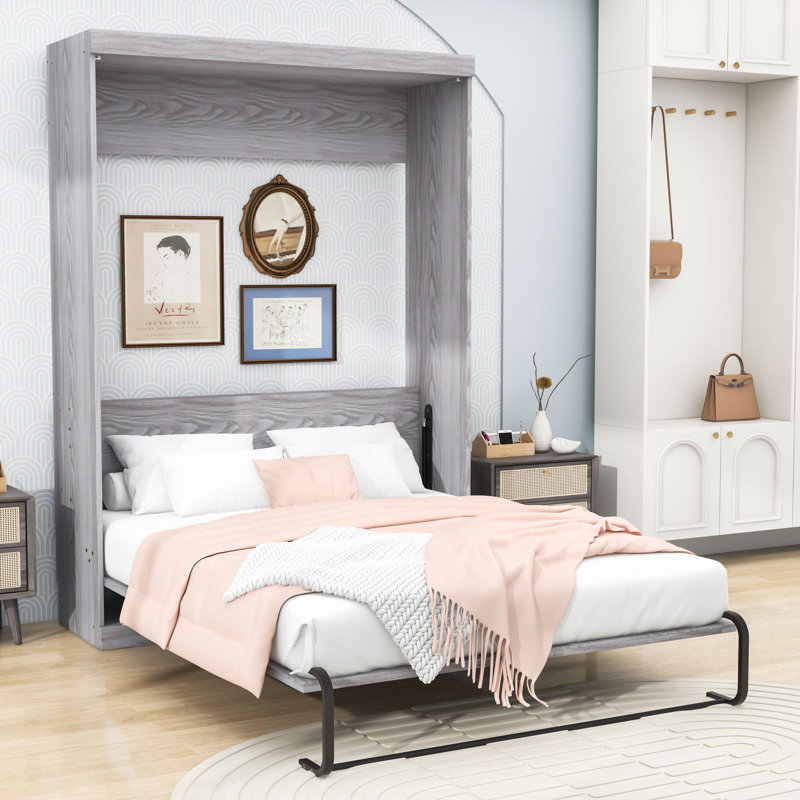 Lit escamotable avec armoire peu encombrante et lattes, Double