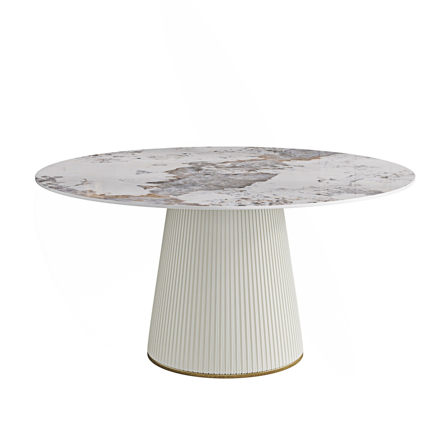 Orren Ellis Modern Round Dining Table With Sintered Stone Top And PU ...