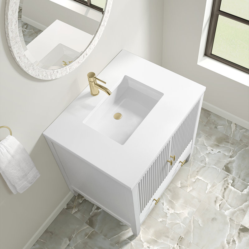 Myrrin 30" W Single Vanity, White Zeus Silestone with Backsplash, Bright White, Single-Hole