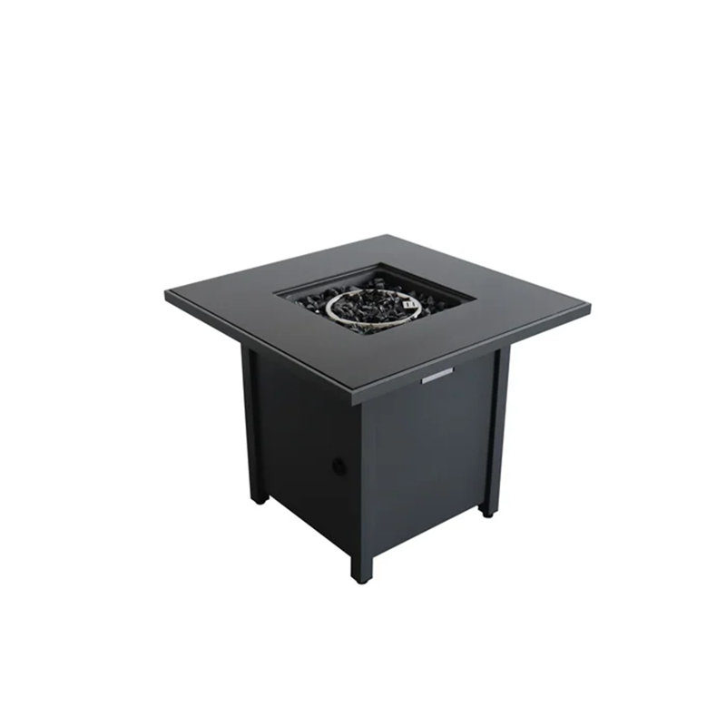 30" Black Powder-Coated Metal Fire Pit, Black