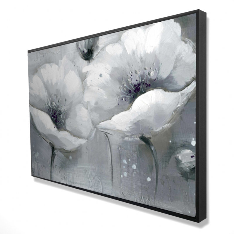 Reproduction de fleurs en niveaux de gris sur toile