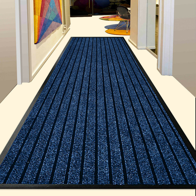 Non-Slip Indoor Outdoor Door Mat, Rectangle 80 x 150 cm, Blue